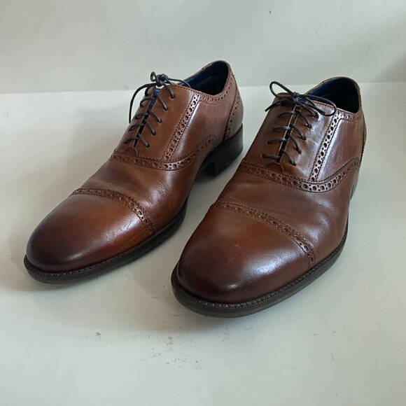Cole Haan Wayne Cap Brown Leather Oxford Men\'s Dress Shoes Size 12M C30689 Lined